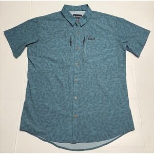 Local Boy Outfitters Mens Oyster Shell Print Fishing Shirt Blue Large